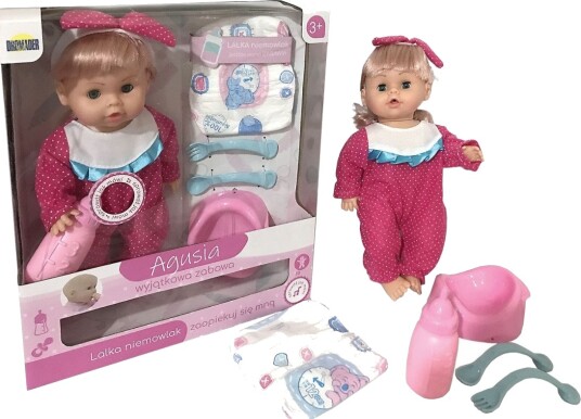 Dromader Agusia Dukke Snakkende Rosa Pyjamas Med Prikker 3+ År