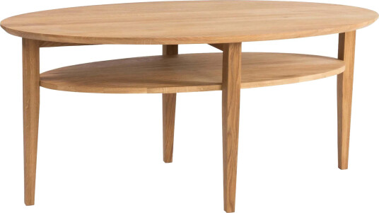 Laurelville Sofabord 130 cm Ovalt med Oppbevaringshylle - Eik