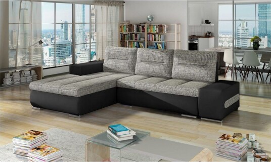 Seksjon Eltap Ottavio 275x180x85 cm Berlin 01 Soft 11 Grå Svart Venstre