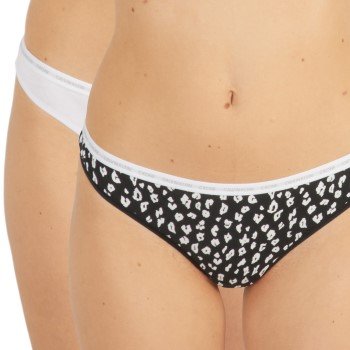Calvin Klein Truser 2P One Cotton Stretch Thong Svart/Hvit bomull Medium Dame Calvin Klein Truser 2P One Cotton Stretch Thong Svart/Hvit bomull Medium Dame