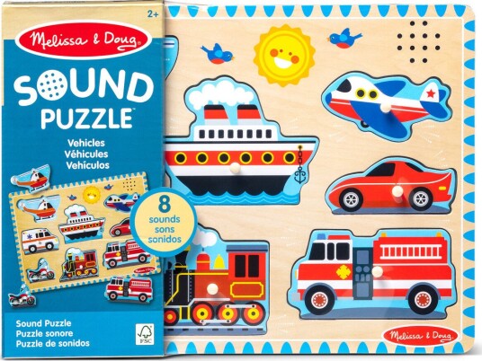 Melissa & Doug KjÃ¸retÃ¸yer Lydpuslespil 8 brikker TrÃ¦
