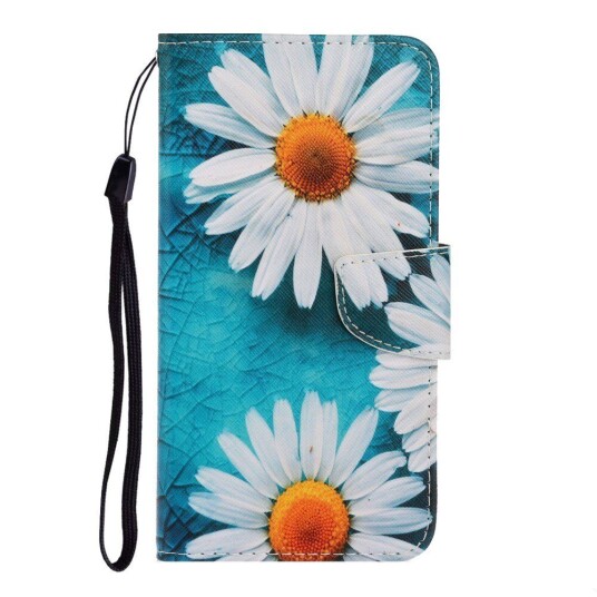 INCOVER Samsung Galaxy M11 PU Skinn Deksel med Lommebok - Hvite Blomster