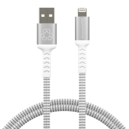Dbramante1928 Re-Charge USB-A til Lightning Kabel 1.2m Hvit - Flettet og Resirkulert