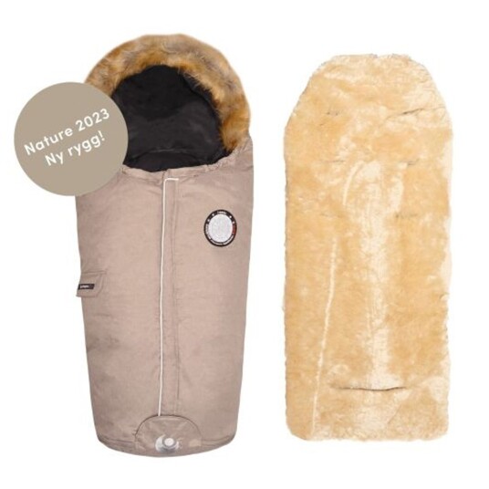 Vognpose Easygrow Nature Sand Melange + Lammeskinn til vogn Natur