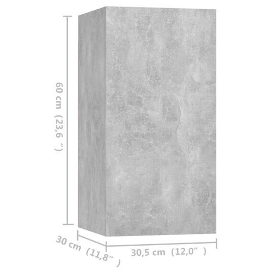 vidaXL TV-benker 4 stk betonggrå 30,5x30x60 cm sponplate