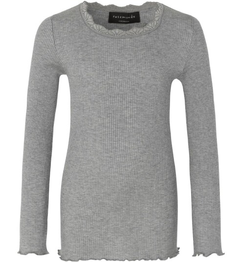 Rosemunde Kids Beatha Silk T-Shirt W/ Lace Grey 104 Rosemunde Kids Beatha Silk T-Shirt W/ Lace Grey 104