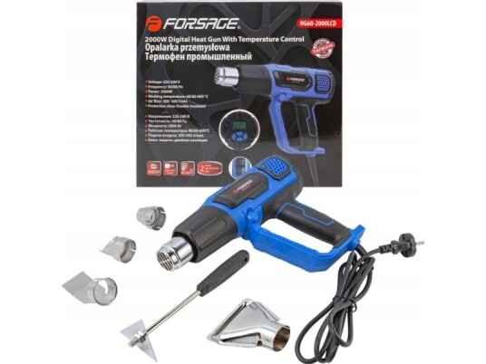 Forsage Elektrisk Varmepistol Med Dyser 230V 2000W 60 600 Grader