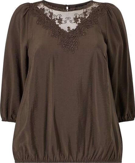 Zizzi Bluse Elina 3/4 Blouse Brun