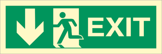 Exit left arrow down  - Etterlysende plast HI150 - 150 x 400 mm