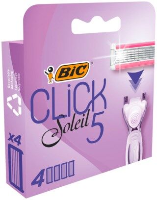 Bic 4 Refillpatroner For Bic Click 5 Soleil-Barberhøvelen Bic 4 Refillpatroner For Bic Click 5 Soleil-Barberhøvelen