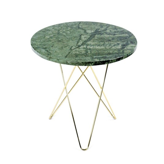 Ox Denmarq Tall mini O sidebord Ø50 H50, messing understell grønn marmor