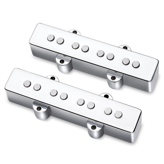 Mec Passive J/j-Style Bass Pickup Set Metal Cover, Chrome Mec Passive J/j-Style Bass Pickup Set Metal Cover, Chrome