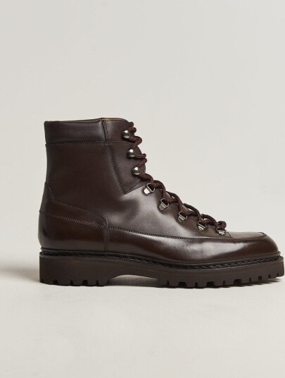 John Lobb Sommet Lace Up Boots Dark Brown Calf