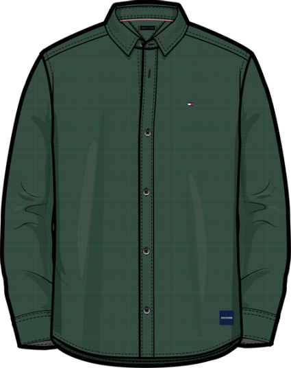 Tommy Hilfiger Solid waffle skjorte collegiate green 164