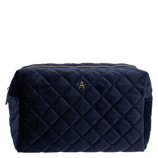 DARK Velvet Square Quilted Make-Up Pouch Small Navy Blue DARK Velvet Square Quilted Make-Up Pouch Small Navy Blue