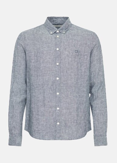Anton Bd Ls Linen Shirt Navy Blazer Melange S  Langarmede Skjorter