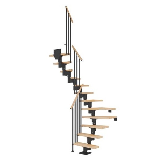Dolle Dublin Bøk U trapp Antracit Classic III Gelender 15T 61cm