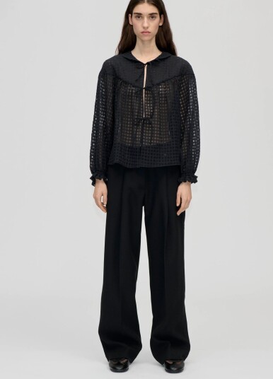 STINE GOYA 2069 Organza Flowy Long Sleeve Top Black XS STINE GOYA 2069 Organza Flowy Long Sleeve Top Black XS
