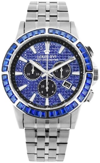 Louis XVI Herreklokke XLXVI1133 Majeste Iced Out Blå/Stål Ø43 mm