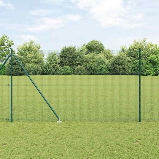 PVC Gjerde Stolpe Sett Sett med 2 Grønn PVC 25 x 1.5 m Holdbar