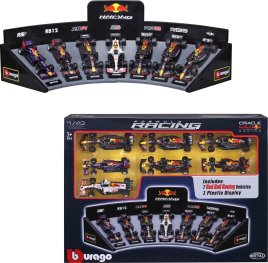Bburago F1 Red Bull Deluxe Gavesett med Biler & Display 1:43 Bburago F1 Red Bull Deluxe Gavesett med Biler & Display 1:43