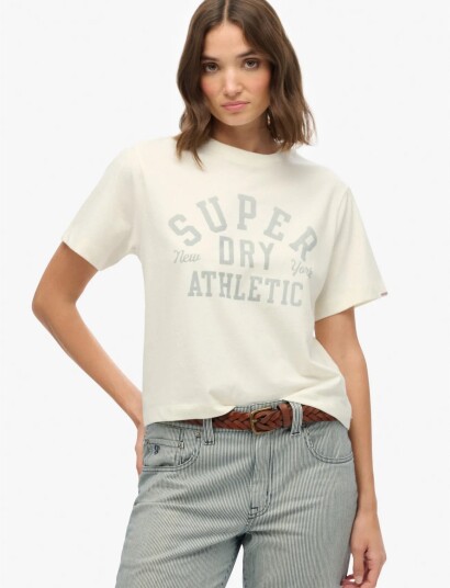 Superdry Athletic Essentials Loose Tee   Cream   42