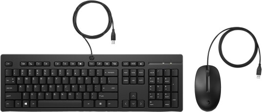 HP 225 USB Kablet Tastatur og Mus Sett Fullstørrelse Sort