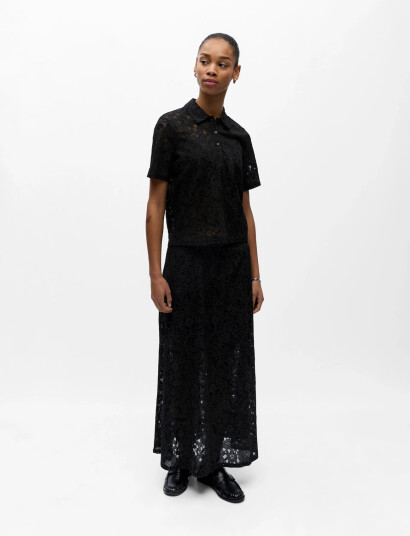 Object Objbianca S/S Lo Polo Top Noos - Black - XS