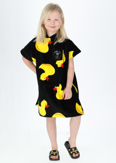 Blount & Pool Tropical Beach Poncho Kids Black Yellow Duck Onesize Badeklær Blount & Pool Tropical Beach Poncho Kids Black Yellow Duck Onesize Badeklær