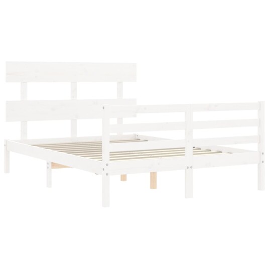 vidaXL Sengeramme med hodegavl hvit 120x200 cm heltre