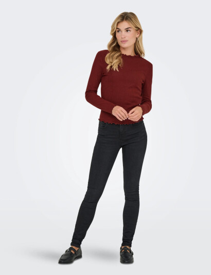 ONLY Onlemma Life Ls Glitter Top Jrs Noos - Burgundy - XS