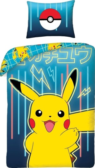 Pokemon Pikachu+Pokeball Sengetøj 100 Procent Bomuld