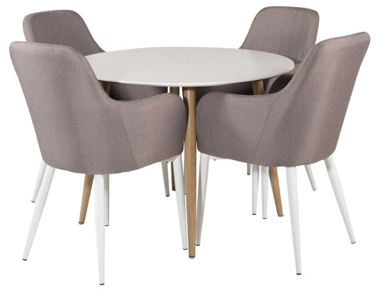 Venture Design Plaza & Comfort spisegruppe Hvit/grå 4 st stoler & bord 100 cm