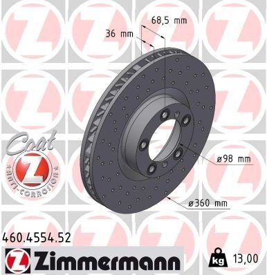 Bremseskive ZIMMERMANN 460.4554.52