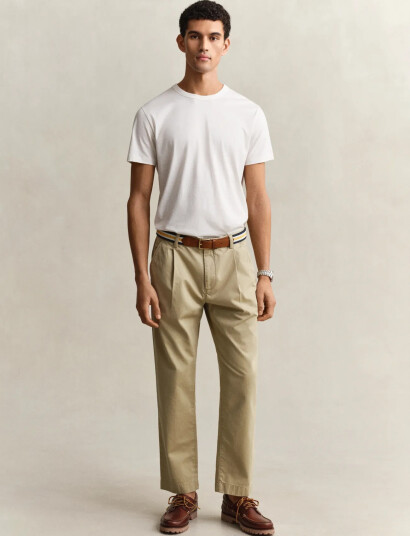 GANT Reg Pleated Cotton Twill Chinos Beige 38 GANT Reg Pleated Cotton Twill Chinos Beige 38