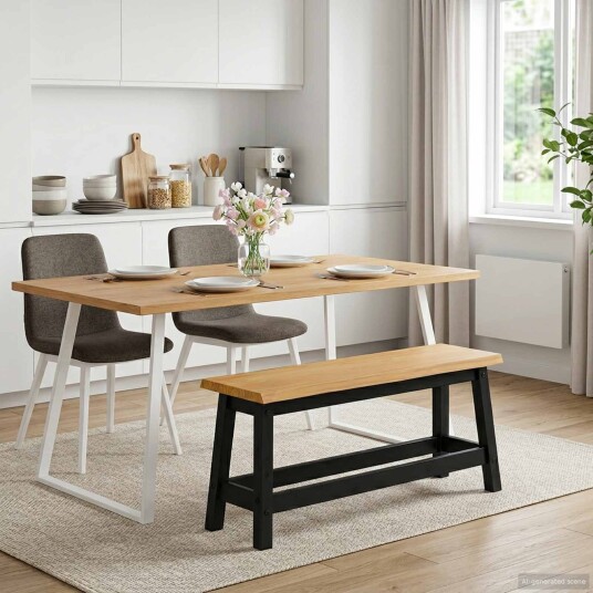 VidaXL Spisebenk EKAI Svart 91,5 x 29 x 45,5 cm Heltre furu VidaXL Spisebenk EKAI Svart 91,5 x 29 x 45,5 cm Heltre furu