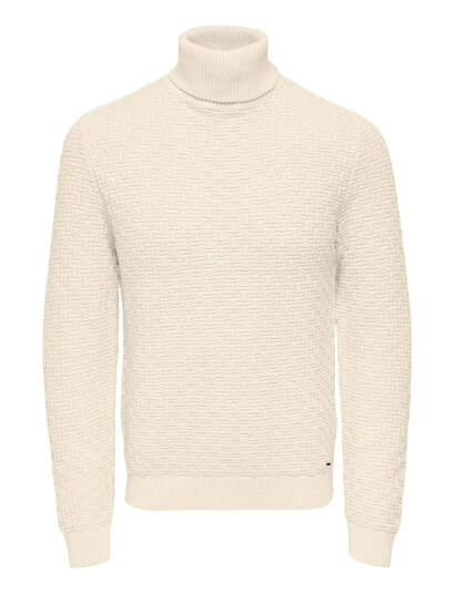 ONLY & SONS Onskay Reg Roll Neck Knit - Cream - XXL