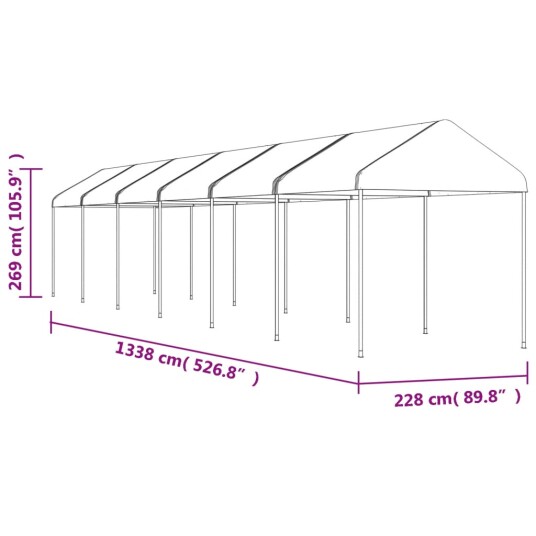vidaXL Paviljong med tak hvit 13,38x2,28x2,69 m polyetylen vidaXL Paviljong med tak hvit 13,38x2,28x2,69 m polyetylen