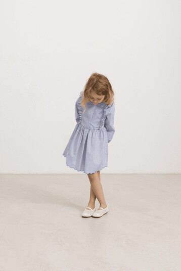 MarMar Kjole Poplin Deidra LS Bolich Blue Strips (128 / 8 år)
