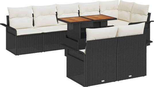 vidaXL Hagesofa Set 9 stk. Svart og krem polyrotting