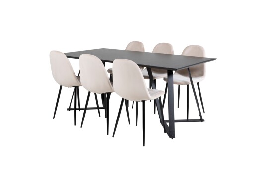 Venture Home Marina Spisegruppe 180 cm Rektangulær med 6 Polar Stoler Beige