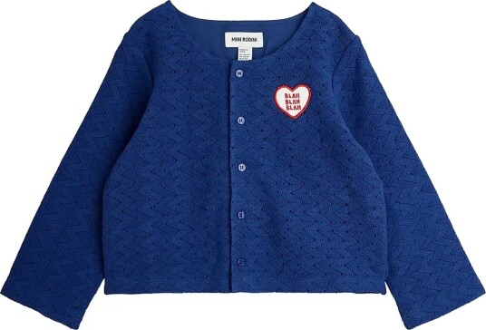 Mini Rodini Lace Patch Cardigan   Blue   92/98