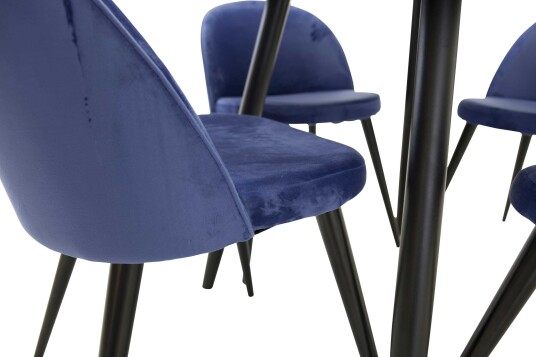 Venture Design Plaza & Velvet spisegruppe Blå/svart 4 stoler & bord 100 cm
