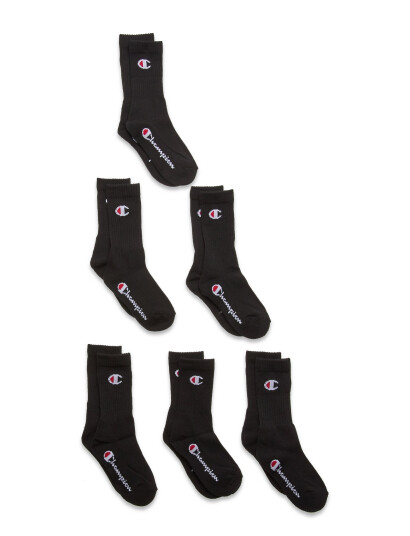 Champion 6Pk Crew Socks Black 31/34
