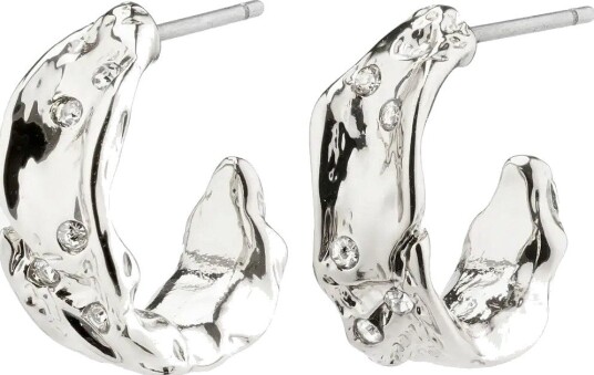 Pilgrim Sol Crystal Semi-Hoop Earrings Silver-Plated - SILVER PLATED - One Size