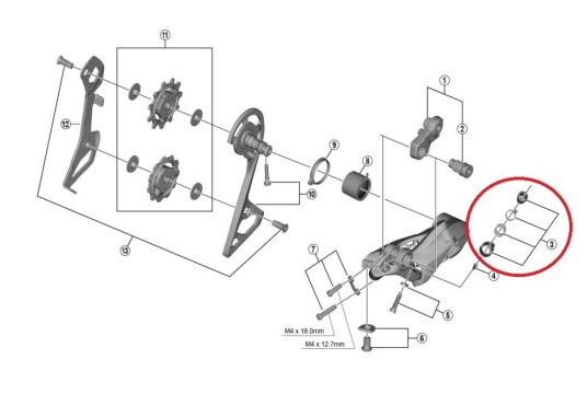Kabeljusteringsbolt Shimano Ultegra R8000 Bakgir