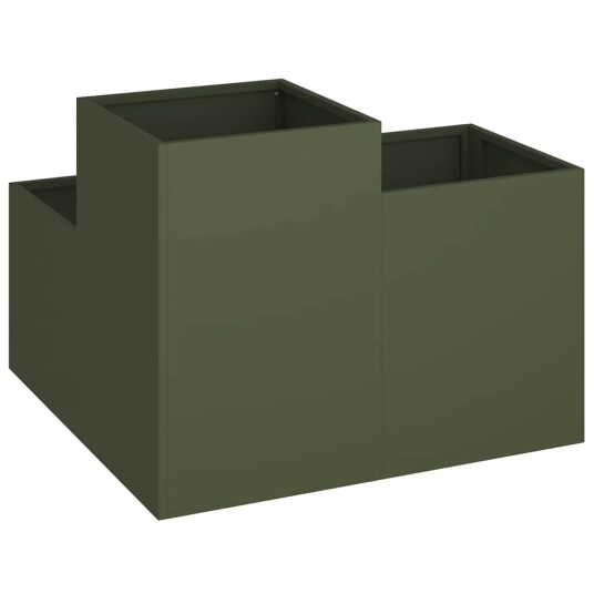  Hagekasse 80x80x60 cm Olivengrønn Stål