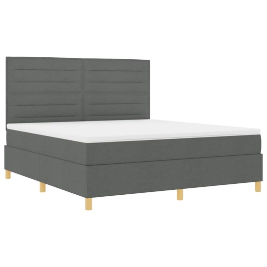 Box Spring Bed med madrass Mørkegrå Super King Stoff