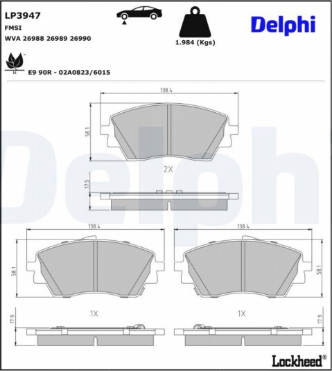 Bremseklosser DELPHI LP3947
