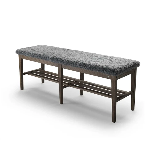 Oscarssons Möbel Nadja benk 130 cm Brun oljet ask/safeskinn lysegrå Oscarssons Möbel Nadja benk 130 cm Brun oljet ask/safeskinn lysegrå